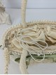 Pastoral Style Heart Pearl Button Lace Bowknot Classic Lolita Crossbody Hemp Rope Straw Handbag