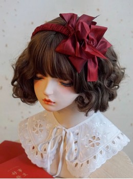 Fairy Tale Style Cute Wine Textured Pleats Side Bowknot Sweet Lolita Headband