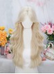 Sweet Pomelo Series Elegant Light Golden Mid Split Long Curly Hair Classic Lolita Full Head Wig