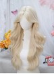 Sweet Pomelo Series Elegant Light Golden Mid Split Long Curly Hair Classic Lolita Full Head Wig