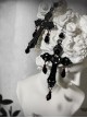 Bloody Cross Series Dark Black Gothic Punk Lolita Subculture Fashionable Cross Pendant Earrings