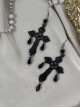 Bloody Cross Series Dark Black Gothic Punk Lolita Subculture Fashionable Cross Pendant Earrings