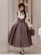 Manchester City Past Events Series Elegant British Style Brown Classic Lolita Long Dress Shirt Necklace Brooch Hat Set