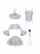 Twilight Series Ruffles Witch Halloween Gothic Lolita Gray Corset Lace Fluffy Tutu Skirt Hat Coat Brooch Necklace Set