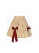 Fairy Tale Style Khaki Asymmetry Ruffles Retro Bowknot Casual Loose Kawaii Fashion Short Skirt