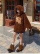 Cute Puppy Series Autumn Winter Brown Fat Dog Ears Furry Kawaii Fashion Loose Hooded Pullover Sweatshirt