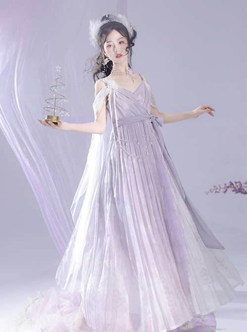 Mermaid Butterfly Series Chinese Elements Han Elements Light Purple Beautiful Elegant Classic Lolita Suspender Long Dress