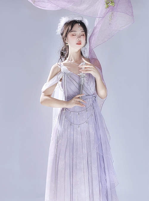 Mermaid Butterfly Series Chinese Elements Han Elements Light Purple Beautiful Elegant Classic Lolita Suspender Long Dress