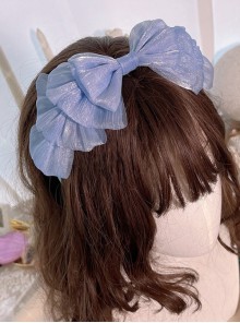 Shining Mermaid Mesh Yarn Daily Cute Fluffy Cloud Large Bowknot Sweet Lolita Ribbon Headband