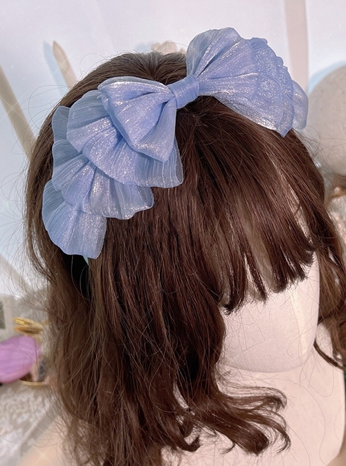 Shining Mermaid Mesh Yarn Daily Cute Fluffy Cloud Large Bowknot Sweet Lolita Ribbon Headband