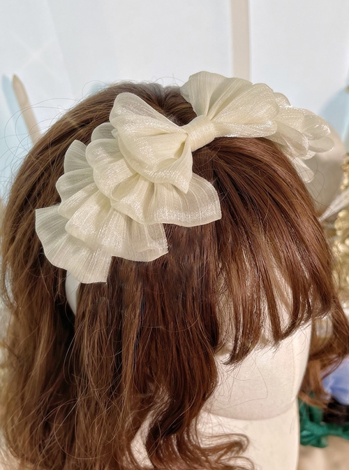 Shining Mermaid Mesh Yarn Daily Cute Fluffy Cloud Large Bowknot Sweet Lolita Ribbon Headband