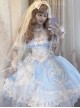 The Little Mermaid Series Gorgeous Flower Wedding Blue Glitter Ribbon Mesh Yarn Lace Ruffles Classic Lolita Dress