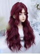 Halloween Demon Dark Witch Burgundy Red Mid Split Fluffy Long Curly Hair Gothic Lolita Wig