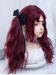 Halloween Demon Dark Witch Burgundy Red Mid Split Fluffy Long Curly Hair Gothic Lolita Wig