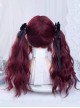 Halloween Demon Dark Witch Burgundy Red Mid Split Fluffy Long Curly Hair Gothic Lolita Wig