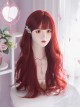 Fairy Tale Style Mermaid Raspberry Red Straight Bangs Long Curly Hair Sweet Lolita Wig