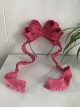 Fairy Tale Style Cute Rose Pink Velvet Cake Ruffles Wrinkles Bowknot Sweet Lolita Accessory Headband