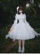 Requiem Series Cute Retro Ghost Doll Little Ghost White Gothic Lolita Long Sleeves Dress Fishbone Girdle Set