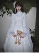 Requiem Series Cute Retro Ghost Doll Little Ghost White Gothic Lolita Long Sleeves Dress Fishbone Girdle Set