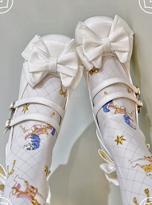 Little Kate Series Cute Mercerized Satin Lacquered Sweet Cat Ears Bowknot Lolita Round Toe Low Heel Shoes