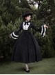 Sleepless Night Series Black White Contrast Small Turtleneck Classic Lolita Soft Velvet Ruffles Long Sleeves Dress