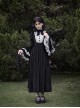 Sleepless Night Series Black White Contrast Small Turtleneck Classic Lolita Soft Velvet Ruffles Long Sleeves Dress