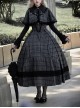 Letterhead Series British Style Autumn Winter Black Plaid Elegant Gothic Lolita Bustier Sundress Shawl Shirt Set