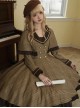 Baker Street Past Series Brown British College Style Fake Two Pieces School Lolita Long Sleeves Dress