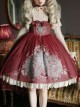 Rabbit In Mirror Series Fairy Tale Style Retro Sweet Lolita Elegance Lamb Leg Sleeves Shirt Cute Red Dress Set