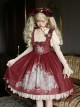 Rabbit In Mirror Series Fairy Tale Style Retro Sweet Lolita Elegance Lamb Leg Sleeves Shirt Cute Red Dress Set