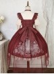 Rabbit In Mirror Series Fairy Tale Style Retro Sweet Lolita Elegance Lamb Leg Sleeves Shirt Cute Red Dress Set