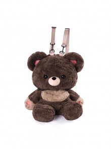 Cute Soft Plush Cartoon Bear Doll Shape Sweet Girl Kawaii Fashion Removable Shoulder Straps Backpack