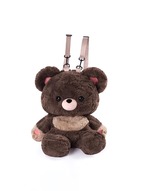 Cute Soft Plush Cartoon Bear Doll Shape Sweet Girl Kawaii Fashion Removable Shoulder Straps Backpack