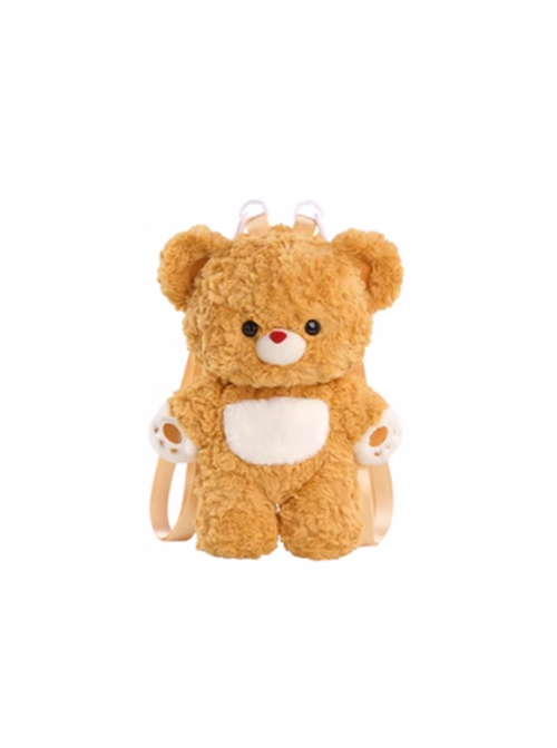 Cute Soft Plush Cartoon Bear Doll Shape Sweet Girl Kawaii Fashion Removable Shoulder Straps Backpack