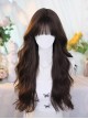 Korean Style Elegant Versatile Fashionable Brown Straight Bangs Long Curly Hair Classic Lolita Wig