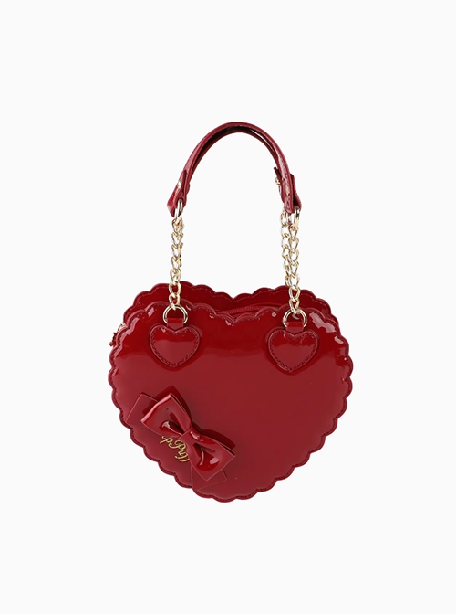 Biscuit Heart Shape PU Lace Bowknot Sweet Lolita Cute Little Handbag Kawaii Girl Crossbody Bag