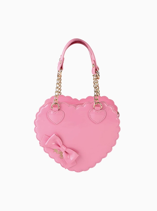 Biscuit Heart Shape PU Lace Bowknot Sweet Lolita Cute Little Handbag Kawaii Girl Crossbody Bag