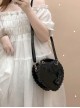 Biscuit Heart Shape PU Lace Bowknot Sweet Lolita Cute Little Handbag Kawaii Girl Crossbody Bag