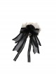 Sweet Lace Black Mesh Yarn Bowknot Elegant Classic Lolita Heart Pendant Dual Use Brooch Hanamaru Hairpin