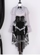 Dark Fairy Tale Vampire Noble Gray Black Lace Mesh Yarn Halloween Gothic Lolita Shirt Skirt Short Pants Hairpin Set