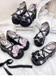 Japanese Showa Style Landmine Girl Cross Straps Round Toe Sweet Lolita Rhinestones Bowknot High Heels Platform Shoes