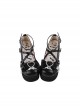 Japanese Showa Style Landmine Girl Cross Straps Round Toe Sweet Lolita Rhinestones Bowknot High Heels Platform Shoes