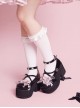 Japanese Showa Style Landmine Girl Cross Straps Round Toe Sweet Lolita Rhinestones Bowknot High Heels Platform Shoes