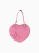 PU Biscuit Heart Shape Lace Bowknot Sweet Lolita Cute Large Size Handbag Kawaii Girl Crossbody Bag