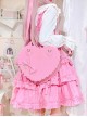 PU Biscuit Heart Shape Lace Bowknot Sweet Lolita Cute Large Size Handbag Kawaii Girl Crossbody Bag