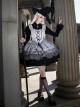 Halloween Witch Ribbon Straps Fake Two-Piece Gradient Black Silver Gothic Lolita Long Ruffles Sleeve Fluffy Dress