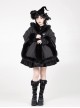 Black Feather Halloween Thicken Velvet Plush Medieval Gothic Lolita Versatile Pointed Hooded Cloak