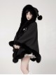 Black Feather Halloween Thicken Velvet Plush Medieval Gothic Lolita Versatile Pointed Hooded Cloak