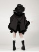 Black Feather Halloween Thicken Velvet Plush Medieval Gothic Lolita Versatile Pointed Hooded Cloak