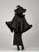 Black Feather Halloween Thicken Velvet Plush Medieval Gothic Lolita Versatile Pointed Hooded Cloak